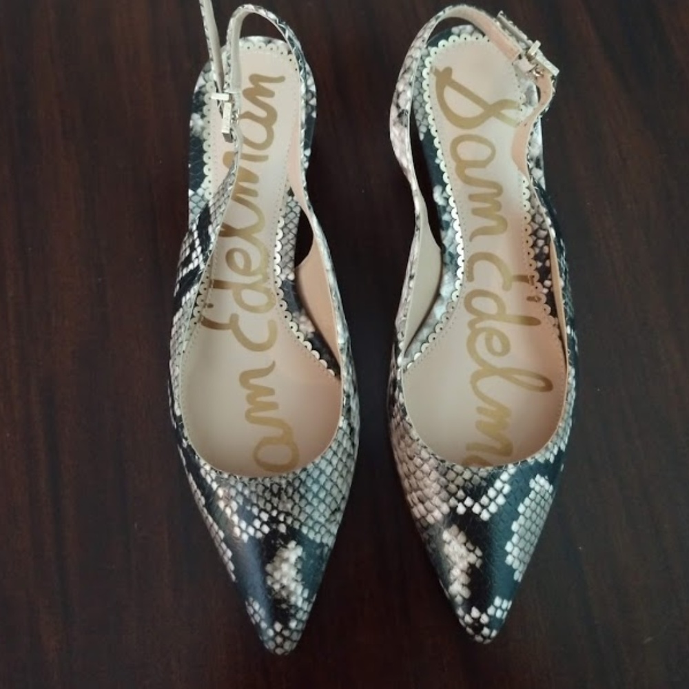 Leather Snakeskin Sam Edelman Sling Back Pumps